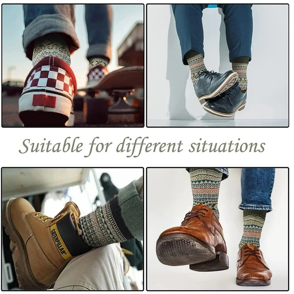 Argyle Retro Mid-Calf Socks 7-10‎ NEW 5pc Pack Casual Unisex Anti-Slip Elastic